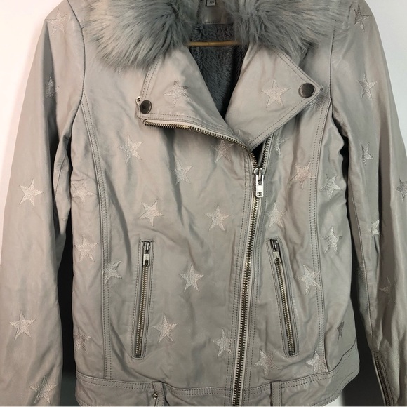 Samantha Sipos Biker Jacket Size XS Leather Seeing Stars Leather Faux Fur Gray - Picture 3 of 9